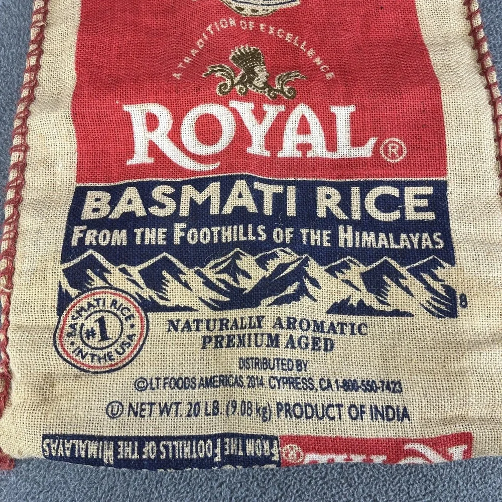 Royal Basmati Burlap Rice Bag‎ with Zipper Red Handles 18
